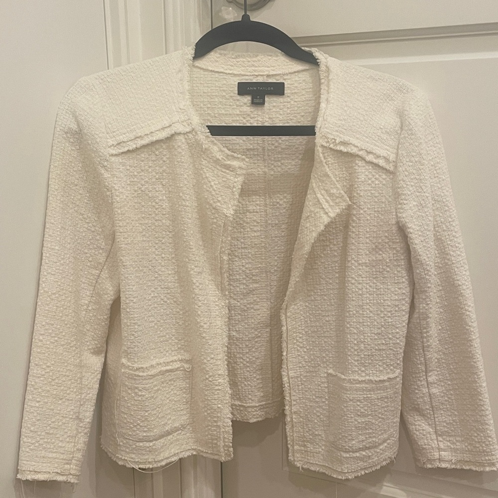 Ann Taylor Women's Cream Textured Blazer
